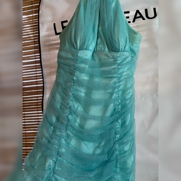Le Chateau Turquoise Sparkly Dress - Picture 5 of 6